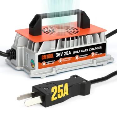 Imagem de Carregador de bateria de carrinho de golfe de 36 volts para EZGO & Yamaha & Club carregador de carro 36 volts 25 Amp totalmente automático carregamento rápido inteligente com cabo de 4,6 m, IP67 à