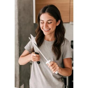 Imagem de Chaira Faca Afiador Profissional Bastão Afiar Alinha Fio Lâmina Cozinh