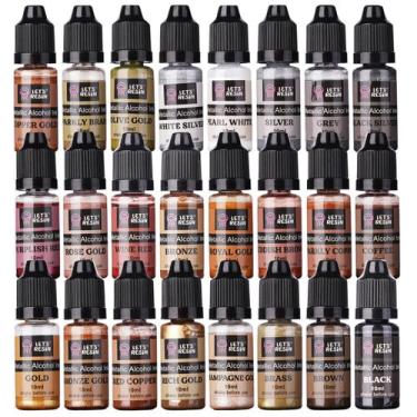 Imagem de Conjunto de Tintas Metálicas em Álcool LET'S RESIN 24 Cores 10ml