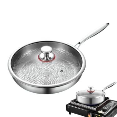 Imagem de Frigideira | Frigideira de com aquecimento uniforme | Frigideira antiaderente com tampa, aquecimento uniforme para cozinhar em casa, , bife, panqueca, fogão, acampamento, ao ar livre
