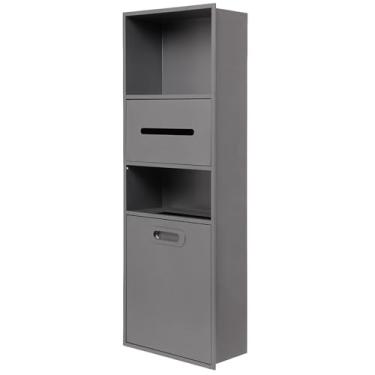 Imagem de Organizador de nicho de chuveiro de aço inoxidável à prova d'água - Prateleira embutida para artigos de higiene pessoal e papel higiênico, cinza 86 x 30 x 14 cm - Solução de organização e melhoria da