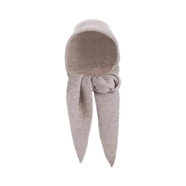 Imagem de Balaclava Feminina De Inverno Em Tricô Grosso Com Capuz, Cachecol E Pr