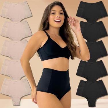 Imagem de Kit 10 Calcinha Modeladora Elástico Anti Culote Preto e Bege - Rupee F