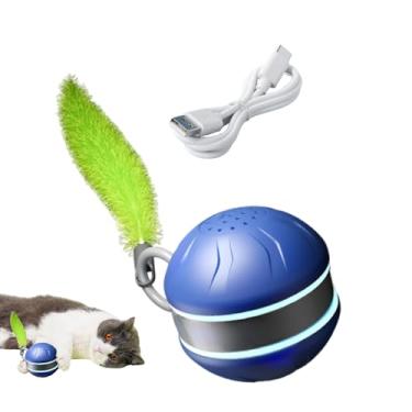Imagem de Brinquedo de bola de gato, 2 velocidades Tipo-C recarregável para animais de estimação - Brinquedos estimulantes para gatos com cauda, para estimulação mental, caça, simulação de arranhões