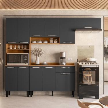 Imagem de Armário De Cozinha Completa 254cm Vegas Grafite Madeira Itatiaia