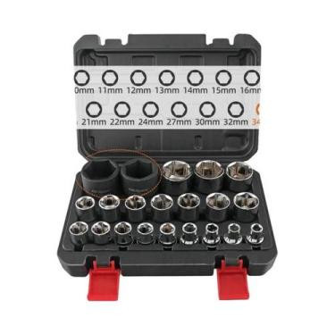 Imagem de Conjunto De Soquetes De Impacto S2 Preto 1/2" Drive 8-36mm 19/21 Peças