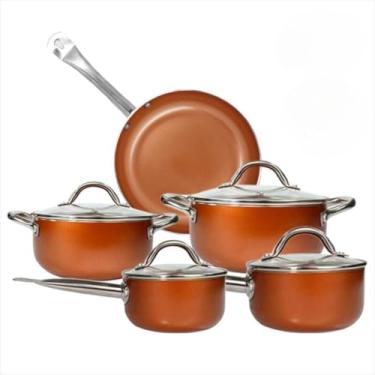 Imagem de Jogo de Panelas 5 Peças - com Revestimento Antiaderente Cerâmico, Funcional para Cozinhas Domésticas e Preparo Diário