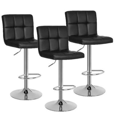 Imagem de Kit 3 Banqueta Gomos Preto – Estilo Moderno, Conforto E Versatilidade Para Seu Ambiente