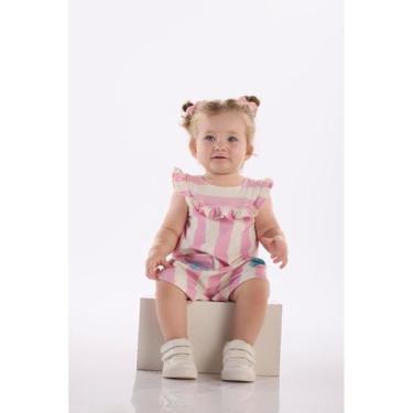 Imagem de Macaquinho Bebê Menina em Cotton Três e Já, Branco, M