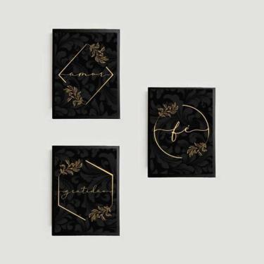 Imagem de Kit 3 Quadros Fé, Amor E Gratidão 24X18Cm