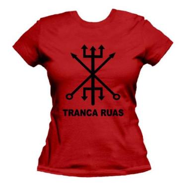 Imagem de Camiseta Exu Tranca Rua Orixá Candomblé Sarava Feminina - BLACKCHIC, V