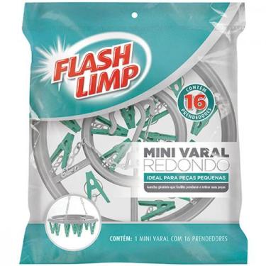 Imagem de Varal Mini C/16 Prend.Redondo Flash 6810 - FLASH LIMP, Verde e Branco