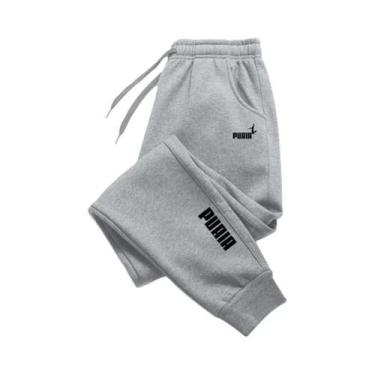 Imagem de Calças De Moletom Masculinas Estilo Harajuku Com Estampa Em Cor Sólida