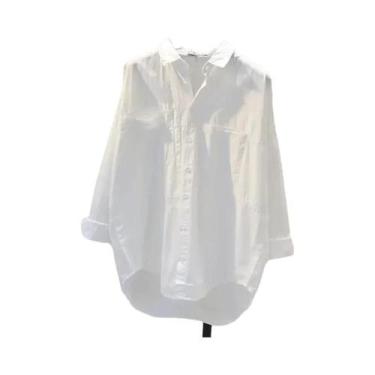 Imagem de Blusa Feminina Branca De Manga Comprida, Casual, Soltinha, Para Escrit