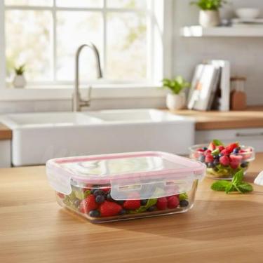 Imagem de Pote Vidro Hermético Marmita Mantimentos Tampa 640ml - Uni