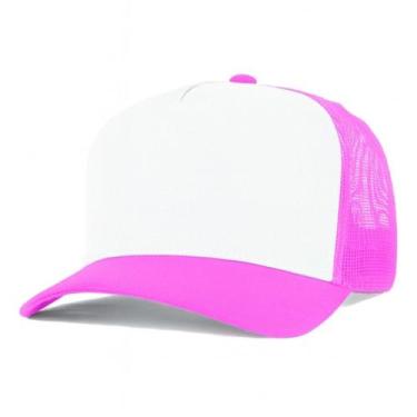 Imagem de Boné Trucker Liso Redinha Tela Aba Curva Cor:Rosa Pink Frente BrancaTa