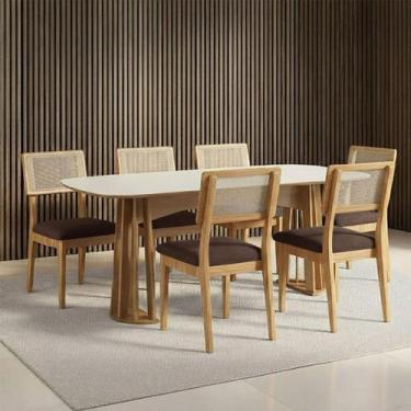 Imagem de Mesa de Jantar Retangular 180cm com 6 Cadeiras 100% MDF - Casa Lar SJ,
