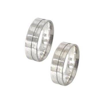Imagem de Aliança em Prata 925 com Friso Polido - Design Exclusivo - Justino Rib