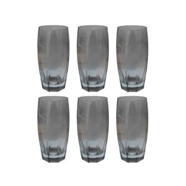 Imagem de Copos de Vidro 370ml Cinza Florida Agua Suco Vinho 6 Unidade - PRATICA