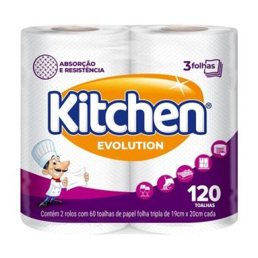 Imagem de Papel Toalha Kitchen Evolut Folha Tripla 120 Folhas 2 unidades