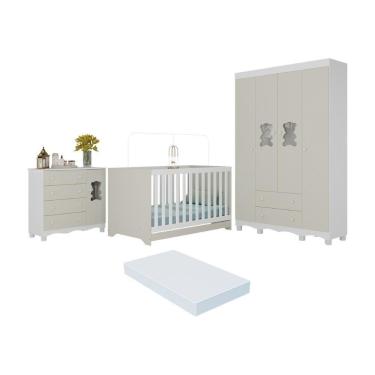 Imagem de Quarto De Bebê Completo C-berço Americano 3 Em 1 Colchão Ternura Multimóveis MP4663 Branco-off White