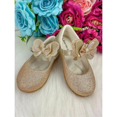 Imagem de Sapatilha Flor Di Mila Baby Dourada com Glitter para Meninas, 21