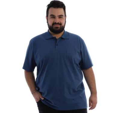 Imagem de Camisa Polo Plus Size Masculina com Bolso Basica Jeans - Anistia Modas