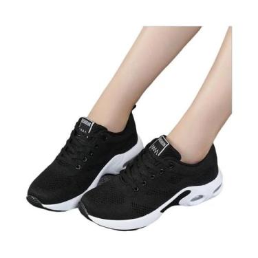 Imagem de Tênis Esportivos Femininos Brancos E Pretos Para Corrida E Atividades 