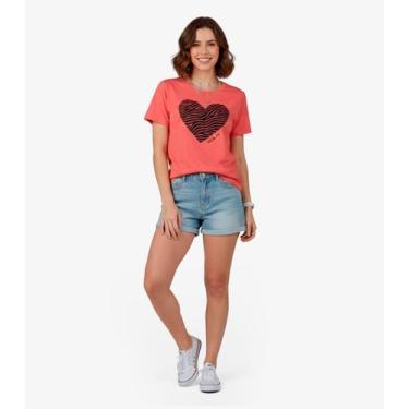 Imagem de Blusa Feminina Manga Curta Infinita Cor Laranja, P, Laranja