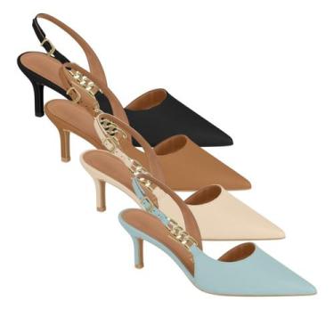 Imagem de Sapato Feminino Scarpin Slingback Vizzano 1456.104 - Creme - 37, Preto