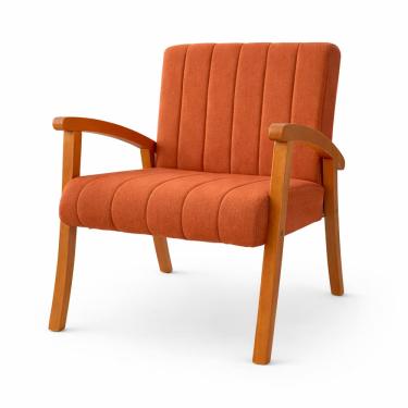 Imagem de Kit 2 Poltronas Haley Decorativa Linho Sala Estar Área Gourmet Varanda Madeira Maciça