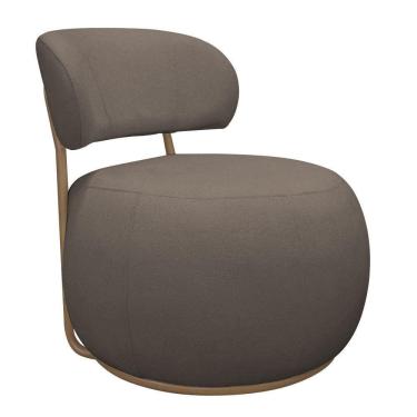 Imagem de Poltrona Decorativa Greta Base Giratória Ouro Fosco Bouclé Marrom - Nexta Casa