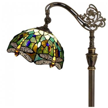 Imagem de Abajur de piso Tiffany ZJART vidro âmbar amarelo libélula, haste gooseneck ajustável, 170 cm, base metálica, soquete E26, 110V