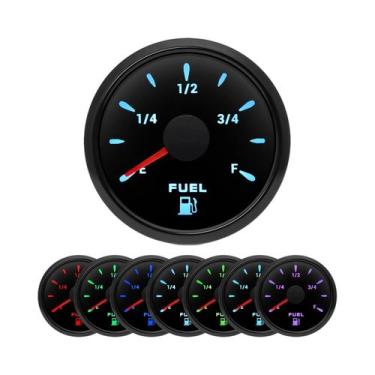 Imagem de Medidor De Nível De Combustível Universal De 7 Cores 0-190Ohm 52MM Par