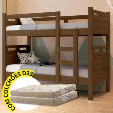 Imagem de Beliche Solteiro Robusta Multifuncional Vira Duas Camas Com Colchão D3
