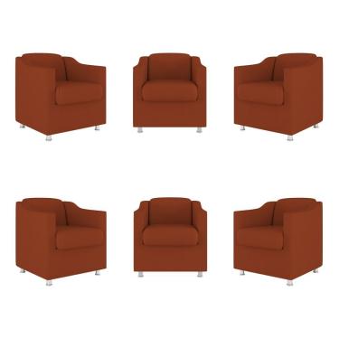 Imagem de Kit 6 Poltronas Sala De Espera Clínica Tilla Suede Terracota Balaqui Decor