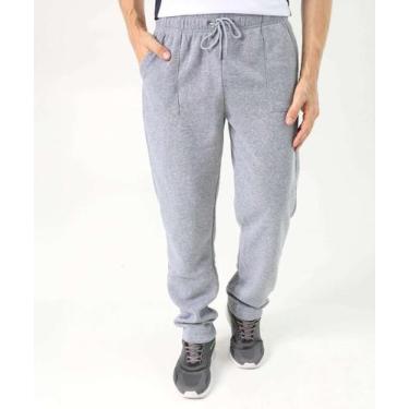 Imagem de Calça Masculina Fitness Moletom Reta Bolsos MR Cinza-50215, Cinza, M