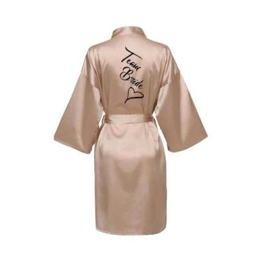 Imagem de Roupão De Seda Satinado Curto Para Mulheres, Estampa Sexy, Roupão De B