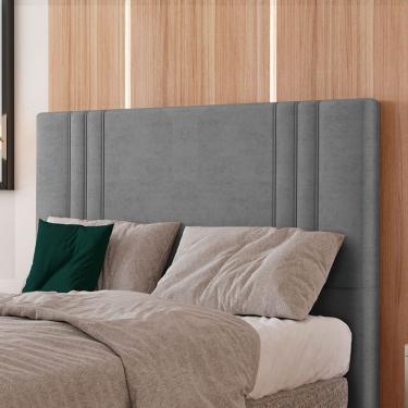 Imagem de Cabeceira Estofada Casal 140 Cm Diamante Veludo Cinza