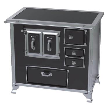 Imagem de Fogão A Lenha Venax Gii Nº 2 Gab Sec Xviii Premium Preto Chapa Vitrocerâmica Saída A Esquerda 32520