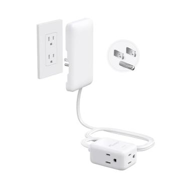 Imagem de NUTICT Cabo De Extensão Plano Com Tampa De Tomada, Protetor Contra Surtos De Régua De Energia 900J, Plugue De Parede Ultrafino Embutido Com Cabo De 3 Pinos De 3 Pés, Extensor De Tomada De Face Plana
