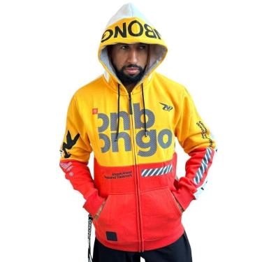 Imagem de Moletom Masculino Onbongo Aberto Amarelo e Laranja ON018-Masculino