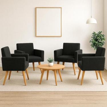 Imagem de Kit 4 Cadeira Para Recepção Barbearia Sala De Espera Lina - Móveis Maf