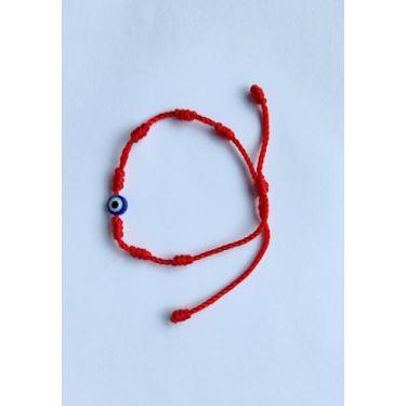 Imagem de Pulseira 7 nós Kabbalah com pingente olho grego - Sem marca