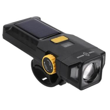 Imagem de Lanterna de BikeFarol Led de Alto Brilho Com Zoom e Carregamento Solar