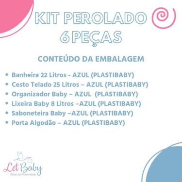 Imagem de Kit banho bebe plastibaby 6 pçs banheira cesto lixeira saboneteira por