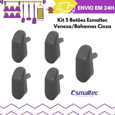 Imagem de Kit 5 Botões Manipulo P/ Fogão Esmaltec Veneza/Bahamas Cinza