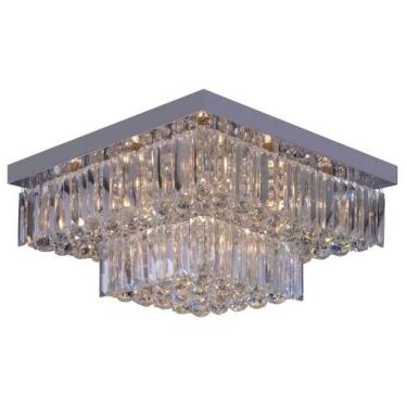 Imagem de Luminária de Teto Plafon Sobrepor Quadrado Cristal Legítimo Cake 50cm 