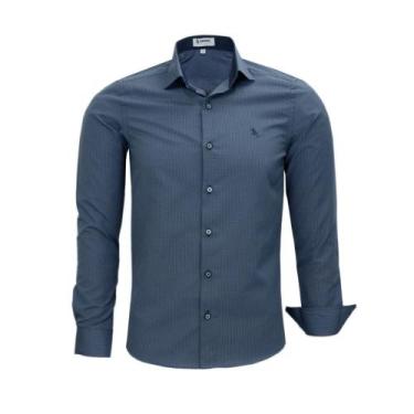 Imagem de Camisa Social Amil Masculina Micro Xadrez Sem Bolso Manga Longa Elegan