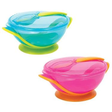 Imagem de Pratinho Fundo Refeição Com Ventosa Bebê Bowl Papinha Tampa E Colher B
